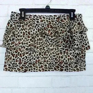 Leopard print ruffle mini skirt